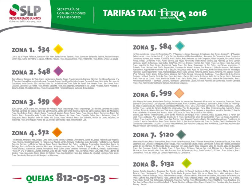 Tarifas de taxi para la Fenapo 2016